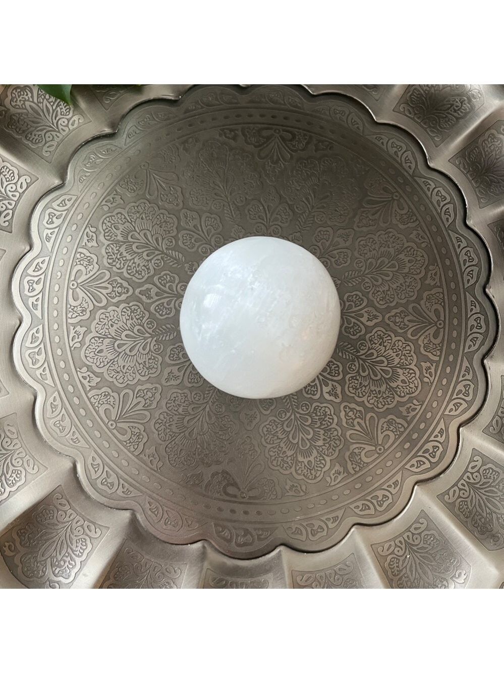 Medium Selenite Sphere with Light Stand (One) - Picture 6 of 7
